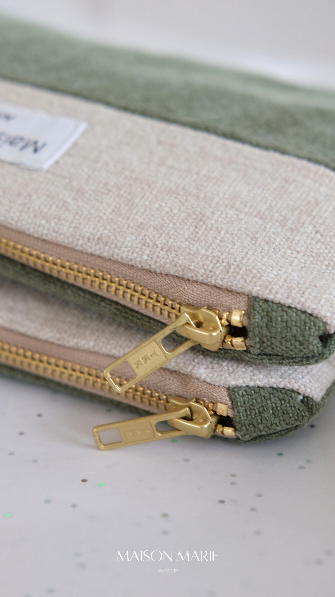 Pochette Khaki-groen - beige