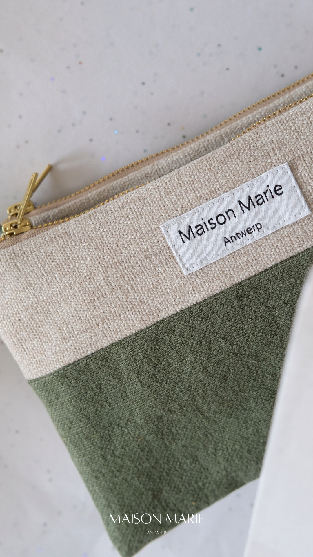Pochette Khaki-groen - beige