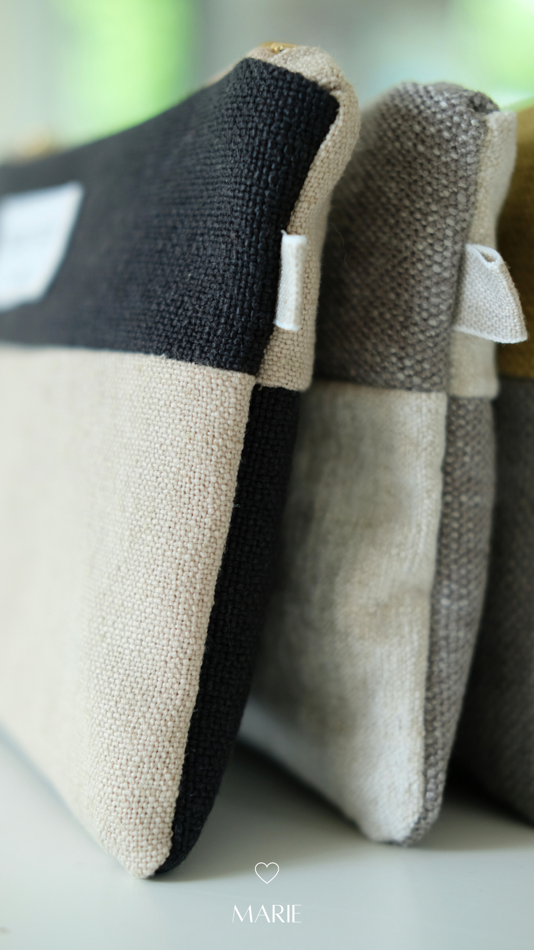 Pochette linnen Zwart-Beige