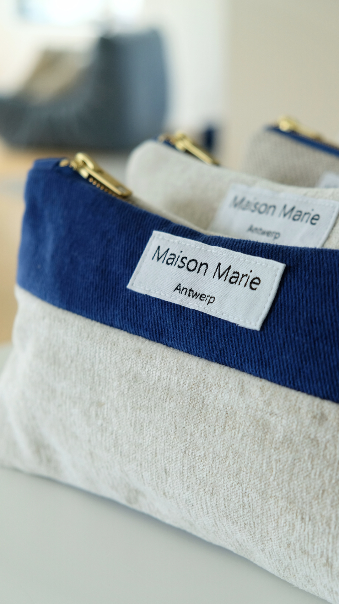 Pochette Blauw - Beige