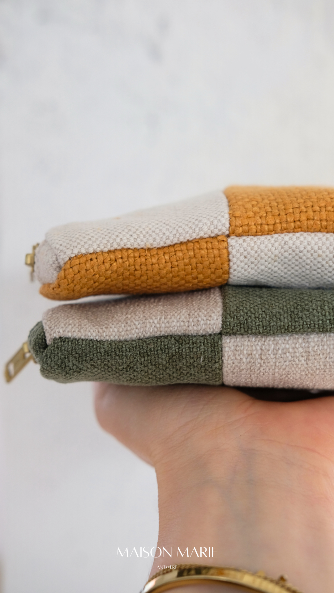 Pochette Khaki-groen - beige