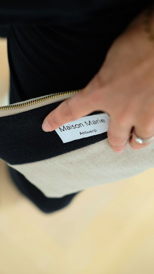 Pochette linnen Zwart-Beige